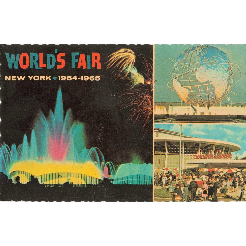 Vintage 1964-1965 New York Worlds Fair Postcard Unisphere Fountain DT-88474-B - Picture 1 of 2